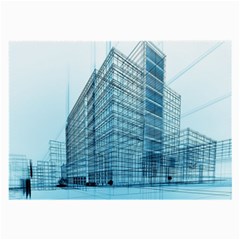 Architecture Blue Drawing Engineering City Modern Building Exterior Large Glasses Cloth by 99art