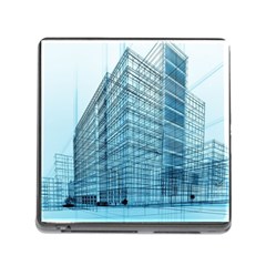 Architecture Blue Drawing Engineering City Modern Building Exterior Memory Card Reader (square 5 Slot) by 99art