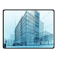 Architecture Blue Drawing Engineering City Modern Building Exterior Two Sides Fleece Blanket (small) by 99art