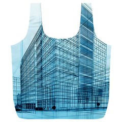 Architecture Blue Drawing Engineering City Modern Building Exterior Full Print Recycle Bag (xxxl) by 99art