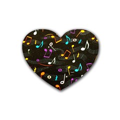 Assorted Color Musical Notes Wallpaper Fabric Rubber Coaster (heart) by 99art