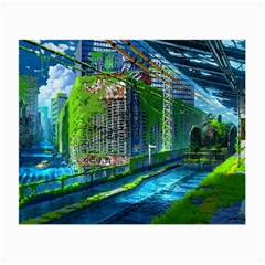 Anime Landscape Apocalyptic Ruins Water City Cityscape Small Glasses Cloth