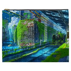 Anime Landscape Apocalyptic Ruins Water City Cityscape Cosmetic Bag (xxxl) by 99art