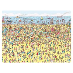 Waldo Cartoon Where s Wally Water Sky Sea Day Nature Premium Plush Fleece Blanket (extra Small) by 99art