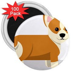 Corgi Dog Puppy 3  Magnets (100 Pack) by 99art