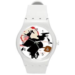 Bat Broom Broomstick Round Plastic Sport Watch (m) by 99art