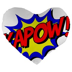 Kapow-comic-comic-book-fight Large 19  Premium Heart Shape Cushions by 99art