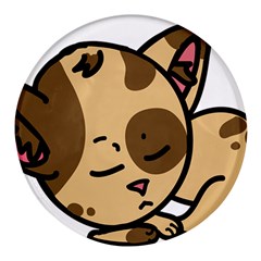 Cat-cartoon-pet-kitten-character Round Glass Fridge Magnet (4 Pack)