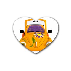 Car-transportation-cartoon-comic Rubber Coaster (heart) by 99art