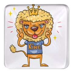 Animation-lion-animals-king-cool Square Glass Fridge Magnet (4 Pack)