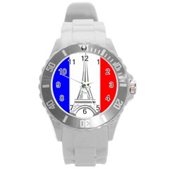 Eiffel-tower-france-flag-tower- Round Plastic Sport Watch (l)