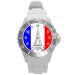 Eiffel-tower-france-flag-tower- Round Plastic Sport Watch (L) Front