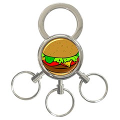 Hamburger-cheeseburger-fast-food 3-Ring Key Chain