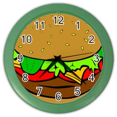 Hamburger-cheeseburger-fast-food Color Wall Clock