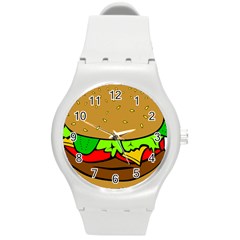 Hamburger-cheeseburger-fast-food Round Plastic Sport Watch (M)