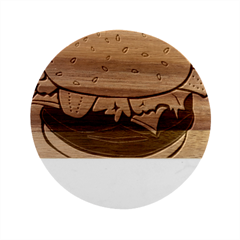 Hamburger-cheeseburger-fast-food Marble Wood Coaster (Round)