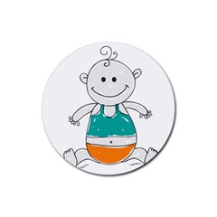 Baby-cute-child-birth-happy Rubber Round Coaster (4 Pack)