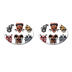 Tribal-masks-african-culture-set Cufflinks (oval) by 99art