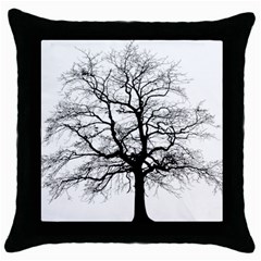 Tree-silhouette-winter-plant Throw Pillow Case (black) by 99art
