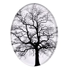 Tree-silhouette-winter-plant Oval Glass Fridge Magnet (4 Pack)