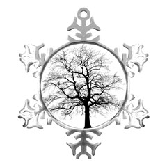 Tree-silhouette-winter-plant Metal Small Snowflake Ornament