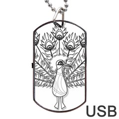 Peacock-plumage-display-bird Dog Tag Usb Flash (two Sides) by 99art