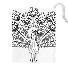 Peacock-plumage-display-bird Drawstring Pouch (5xl) by 99art