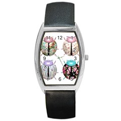 Ladybug-flower-pattern-shabby-chic Barrel Style Metal Watch
