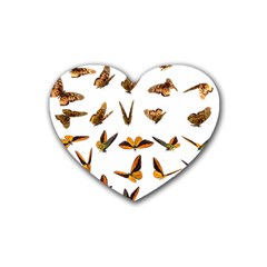 Butterfly Butterflies Insect Swarm Rubber Heart Coaster (4 Pack)