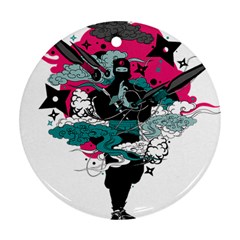 Japan Ninja-japanese-samurai-color- Round Ornament (two Sides) by 99art