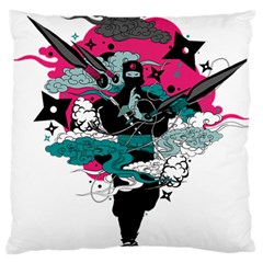 Japan Ninja-japanese-samurai-color- Large Premium Plush Fleece Cushion Case (one Side) by 99art