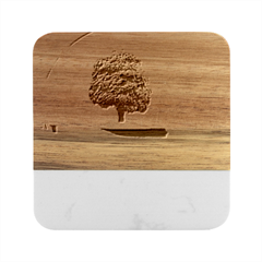 Crystal-ball-sphere-cartoon Color Background Marble Wood Coaster (square)