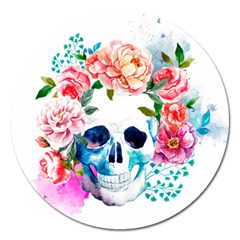 Day Of The Dead Skull Art Magnet 5  (round) by 99art