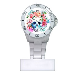 Day Of The Dead Skull Art Plastic Nurses Watch by 99art