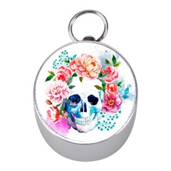 Day Of The Dead Skull Art Mini Silver Compasses by 99art