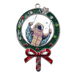 Drawing-astronaut Metal X Mas Lollipop with Crystal Ornament