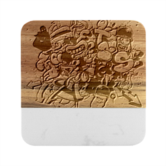 Mural Graffiti Paint Marble Wood Coaster (square) by 99art