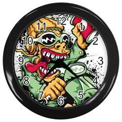 Scooter-motorcycle-graffiti Wall Clock (black) by 99art