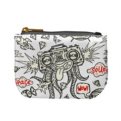 Drawing Clip Art Hand Painted Abstract Creative Space Squid Radio Mini Coin Purse by 99art