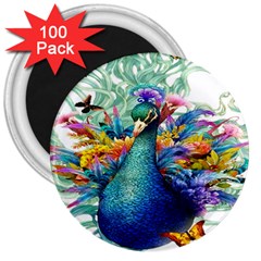 Bird-peafowl-painting-drawing-feather-birds 3  Magnets (100 Pack) by 99art