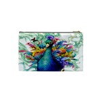 Bird-peafowl-painting-drawing-feather-birds Cosmetic Bag (Small) Back