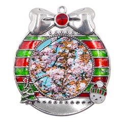 Nature Beautiful Rainbow Metal X mas Ribbon With Red Crystal Round Ornament by artworkshop