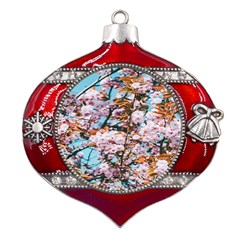 Nature Beautiful Rainbow Metal Snowflake And Bell Red Ornament