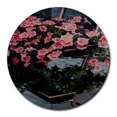 Pink Peony  Flower Round Mousepad by artworkshop