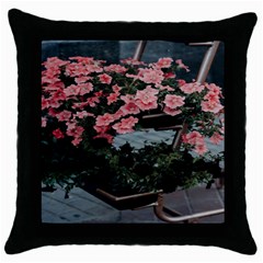 Pink Peony  Flower Throw Pillow Case (black) by artworkshop