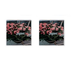 Pink Peony  Flower Cufflinks (square) by artworkshop