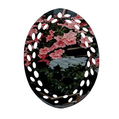 Pink Peony  Flower Ornament (oval Filigree) by artworkshop