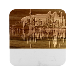 Seaside River Marble Wood Coaster (square) by artworkshop