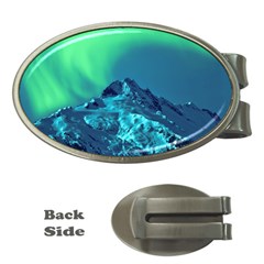 Aurora Borealis Sky Winter Snow Mountains Night Money Clips (oval) 