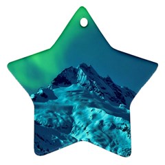 Aurora Borealis Sky Winter Snow Mountains Night Star Ornament (two Sides) by B30l